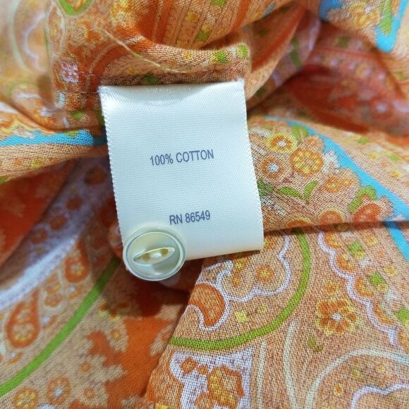 Tommy Bahama, Orange Paisley-Print Pleated Shirt - Picture 3 of 7